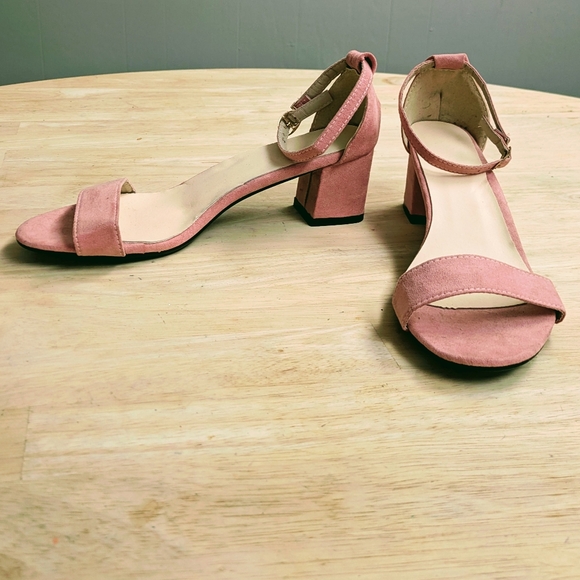 NWOT Pink Open Toe Block Heels - Picture 3 of 4